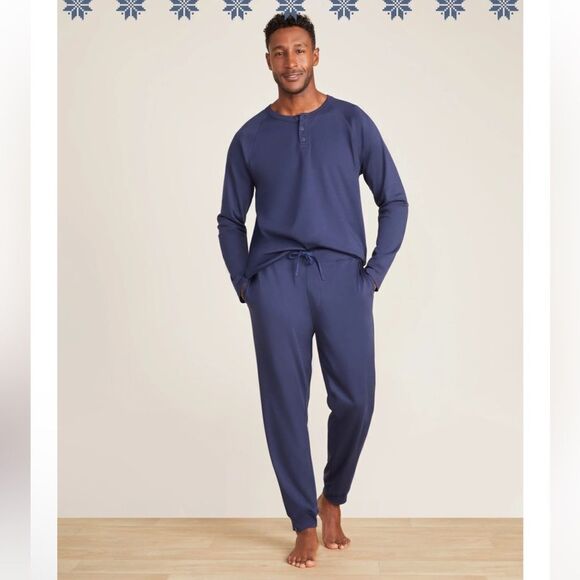 Barefoot Dreams Men’s Pima Jersey Jogger pants Drawstring Sz XXL Blue Ink NWT - Picture 2 of 6